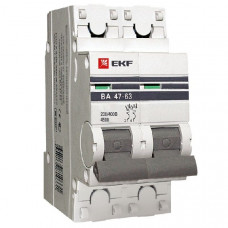 Автоматический выключатель ва 47-63, 2p 20а (c) 4,5ka ekf proxima mcb4763-2-20C-pro