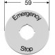 Шильдик круглый пластиковый желтый emergency stop для кнопо к грибок