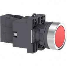 Кнопка с подсветкой красная с пружинным возвратом 22мм 220-230 в переменного тока ip54, 1 но, acs XA2EW34M1