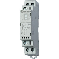Контактор модульный 1no+1nc 25а, контакты agni, катушка 12 в ас/dc, ширина 17.5 мм, степень защиты ip20, опции: переключатель авто-вкл-выкл + механический индикатор + led (1 шт.) finder 223200121540PAS