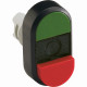 Кнопка двойная mpd12-11b (зеленая/красная-выступающая) непрозрач ная черная линза без текста
