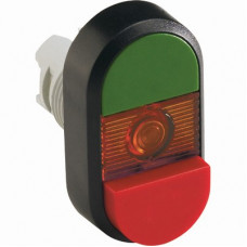 Кнопка двойная mpd12-11r (зеленая/красная-выступающая) красная-в ыступающая линза без текста 1SFA611141R1101