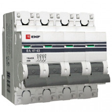 Автоматический выключатель ва 47-63, 4p 10а (d) 4,5ka ekf proxima mcb4763-4-10D-pro