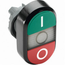 Кнопка двойная mpd2-11с (зеленая/красная) прозрачная линза с тек стом (i/o) 1SFA611131R1108