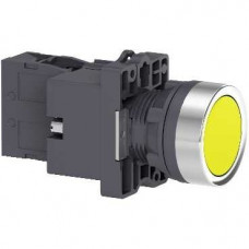 Кнопка с подсветкой желтая с пружинным возвратом 22мм 24 в ip54, 1 но, ac/dc XA2EW35B1
