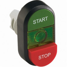 Кнопка двойная mpd15-11g (зеленая/красная-выступающая) зеленая л инза с текстом (start/stop) 1SFA611144R1102