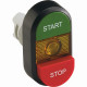 Кнопка двойная mpd15-11y (зеленая/красная-выступающая) желтая ли нза с текстом (start/stop)
