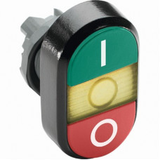 Кнопка двойная mpd2-11y (зеленая/красная) желтая линза с текстом (i/o) 1SFA611131R1103