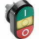 Кнопка двойная mpd2-11y (зеленая/красная) желтая линза с текстом (i/o)