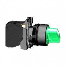 Переключатель с подсветкой зеленый пластик 3 поз. 1но+1нз с фиксатором 24 в XB5AK133B5