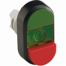 Кнопка двойная mpd14-11g (зеленая/красная-выступающая) зеленая л инза с текстом (on/off) 1SFA611143R1102