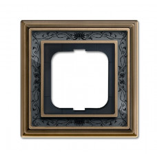 Рамка 1-постовая, серия династия, латунь античная, черная роспись 1754-0-4595