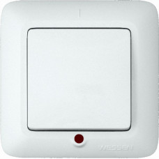 Выключатель 1-клавишный с индикацией сп (250в, 10а-6ах) белый прима |96шт| VS1U-115-B