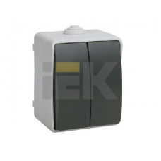 Выключатель 2-клавишный для открытой установки ip54 (10шт) форс иэк EVS20-K03-10-54-DC