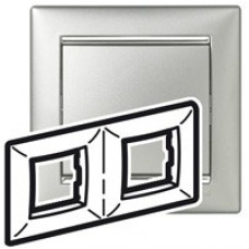Рамка 2-места горизонтальная алюминий /серебр valena 770352