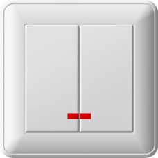 Выключатель 2-клавишныйс индикацией сп (250в, 16ах) белый w59 |60шт| VS516-251-18