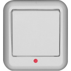 Выключатель 1-клавишный с индикацией с монтаж. пластин. оп (250в,6а) белый прима |130шт| A16-046M-B