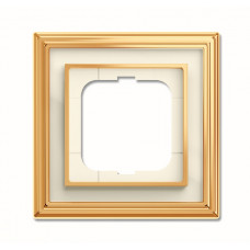 Рамка 1-постовая, серия династия, латунь полированная, белое стекло 1754-0-4560