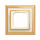 Рамка 1-постовая, серия династия, латунь полированная, белое стекло