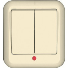 Выключатель 2-клавишный с индикацией оп (250в, 10а-6ах) слоновая кость прима |130шт| VA5U-213-S