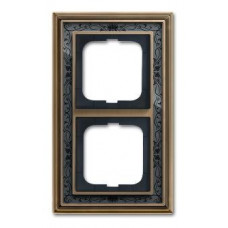 Рамка 2-постовая, серия династия, латунь античная, черная роспись 1754-0-4596