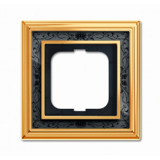 Рамка 1-постовая, серия династия, латунь полированная, черная роспись 1754-0-4575