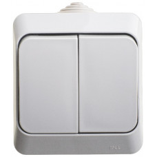 Выключатель 2-клавишный оп ip44 ( сх. 5) серый этюд |14шт| BA10-042C