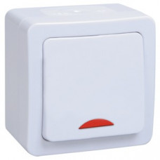 Выключатель 1-клавишный для открытой установки со световым индик. вс20-1-1-гпб ip54 серия гермес plus (цвет клавиши: белый) (10шт) иэк EVMP11-K01-10-54-EC