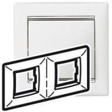 Рамка 2 - постовая, горизонтальный монтаж, белая / серебряный штрих, valena (10 шт.) legrand 770492