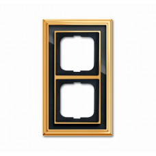 Рамка 2-постовая, серия династия, латунь полированная, черное стекло 1754-0-4566