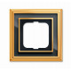 Рамка 1-постовая, серия династия, латунь полированная, черное стекло