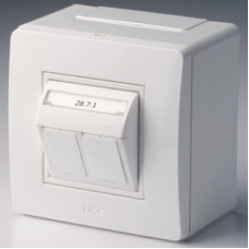 Коробка в сборе с 2 розетками rj - 45, кат. 5е (телефон / компьютер), белая (14 шт.) dkcs 10656