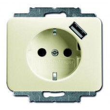 Розетка schuko с устройством зарядным usb, 20 eucbusb-22g-500, alpha слоновая кость, 16а, 700 ма, электронная защита от перегрузки и кз, безвинтовые клеммы, защитные шторки, 2011-0-6187