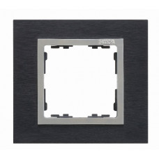 Рамка 4 - х местная, s82n, сталь матовая черная - алюминий (металл) (1 шт.) simon 82947-38