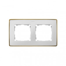Рамка 2 - х местная, 82 detail, белый, основание золото (1 шт.) simon 8201620-245