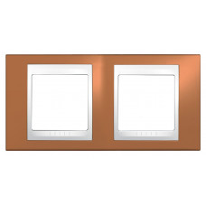 Рамка 2 места горизонтальная хамелеон оранжевый/ белый unica |5шт| MGU6.004.869