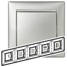 Рамка 5-мест горизонтальная алюминий /серебр valena 770355