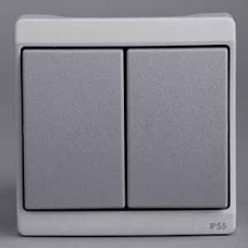 Выключатель 2-клавишный комб в блок оп ,серый, в сборе ip55 ENN37022