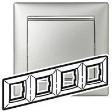 Рамка 4-места горизонтальная алюминий /серебр valena 770354
