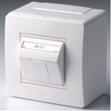 Коробка в сборе с 1 розеткой rj - 45, кат. 5е (телефон / компьютер), коричневая (розница) (14 шт.) dkc 10665B