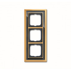 Рамка 3-постовая, серия династия, латунь полированная, черное стекло 1754-0-4567