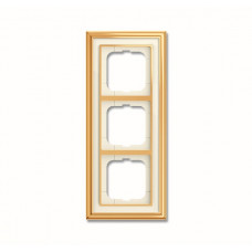 Рамка 3-постовая, серия династия, латунь полированная, белое стекло 1754-0-4562