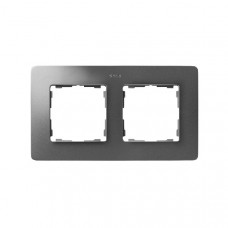 Рамка 2 - х местная 82 detail, черный- алюминий (1 шт.) simon 8200620-293