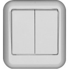 Выключатель 2-клавишный с изолир. пластин. оп (250в, 10а-6ах) белый прима |129шт| VA5U-214I-B