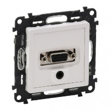 Розетка для аудио / видео устройств с разьемами hd15 / гнездо jack 3.5 мм, с лицевой панелью, белая, valena life (1 шт.) legrand 753170