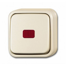 Выключатель 1-клавишный, 2-полюсный, контрольный с красной линзой, лампой, для открытого монтажа, серия busch-duro 2000 ap, цвет слоновая кость 1052-0-0133
