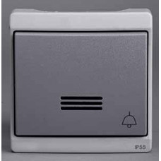 Выключатель кнопочный с подсв с символом звонок комб в блок, о/у, серый, в сборе ip55 ENN37031