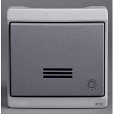 Выключатель кнопочный с подсвет с символом свет комб в блок оп, серый в сборе ip55 ENN37033