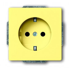 Розетка schuko 16а 250в с защитными шторками, серия solo/future, цвет sahara/жёлтый 2013-0-5296