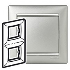 Рамка 2-места вертикальная алюминий /серебр valena 770356